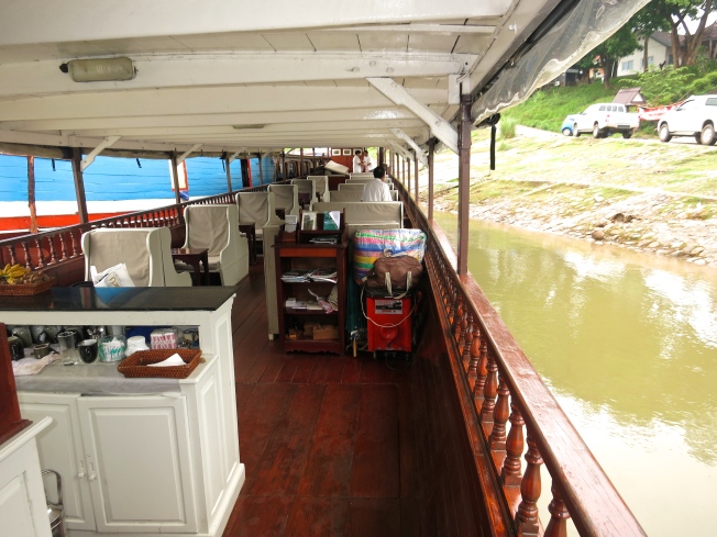 Inside the main area of the long boat