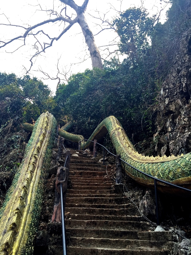 Precarious steps to the Monkey Cave